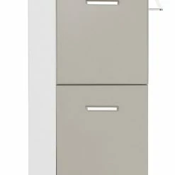 Castorama Caisson Meuble Sous Vasque Version Gauche à Poser Cooke & Lewis Waneta Taupe 43 Cm + Façade De Meuble Taupe + Plan Vasque En Céramique Blanche