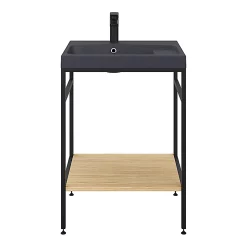 Castorama Console Pour Vasque à Poser GoodHome Duala Métal Noir 60 Cm + Plan Vasque Noir GoodHome Mila 60 Cm