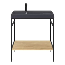 Castorama Console Pour Vasque à Poser GoodHome Duala Métal Noir 80 Cm + Plan Vasque Noir GoodHome Mila 80 Cm