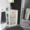 Castorama Ensemble L.46 Cm Waneta Meuble Sous Vasque D'angle Blanc Façade Bois à Poser + Plan Vasque D'angle Céramique Blanc