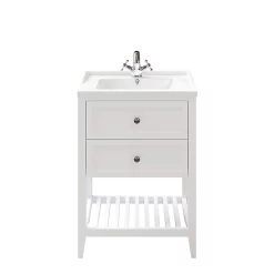 Castorama Ensemble L. 60 Cm Meuble Sous Vasque Perma Blanc à Poser + Plan Vasque Lana Céramique Blanc