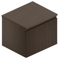 Castorama Ensemble L.60 Cm Pura Meuble Sous Vasque Noyer à Suspendre + Plan De Toilette Multiplis