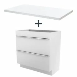 Castorama Ensemble L.80 Cm Meuble Sous Vasque Imandra Blanc à Poser + Plan De Toilette Marloes Aggloméré Blanc Brillant