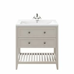 Castorama Ensemble L.80 Cm Meuble Sous Vasque Perma Gris à Poser + Plan Vasque Nira Céramique Blanc