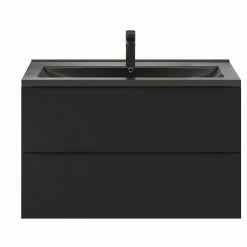 Castorama Ensemble Salle De Bains L.100 Cm Meuble à Suspendre Imandra Noir Mat + Plan Vasque Céramique Noir