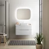 Castorama Ensemble Salle De Bains L. 104 Cm Meuble Sous Vasque + Plan De Toilette Blanc Mat Alba