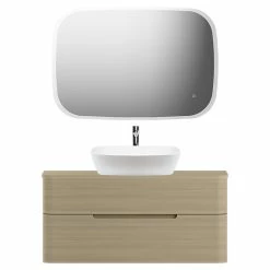 Castorama Ensemble Salle De Bains L. 104 Cm Meuble Sous Vasque + Plan De Toilette Décor Bois Natuel Alba