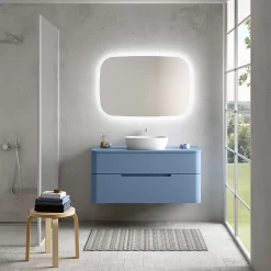 Castorama Ensemble Salle De Bains L. 119 Cm Meuble Sous Vasque + Plan De Toilette Bleu Mat Alba