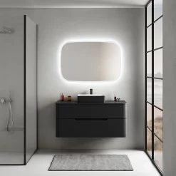 Castorama Ensemble Salle De Bains L. 119 Cm Meuble Sous Vasque + Plan De Toilette Noir Mat Alba