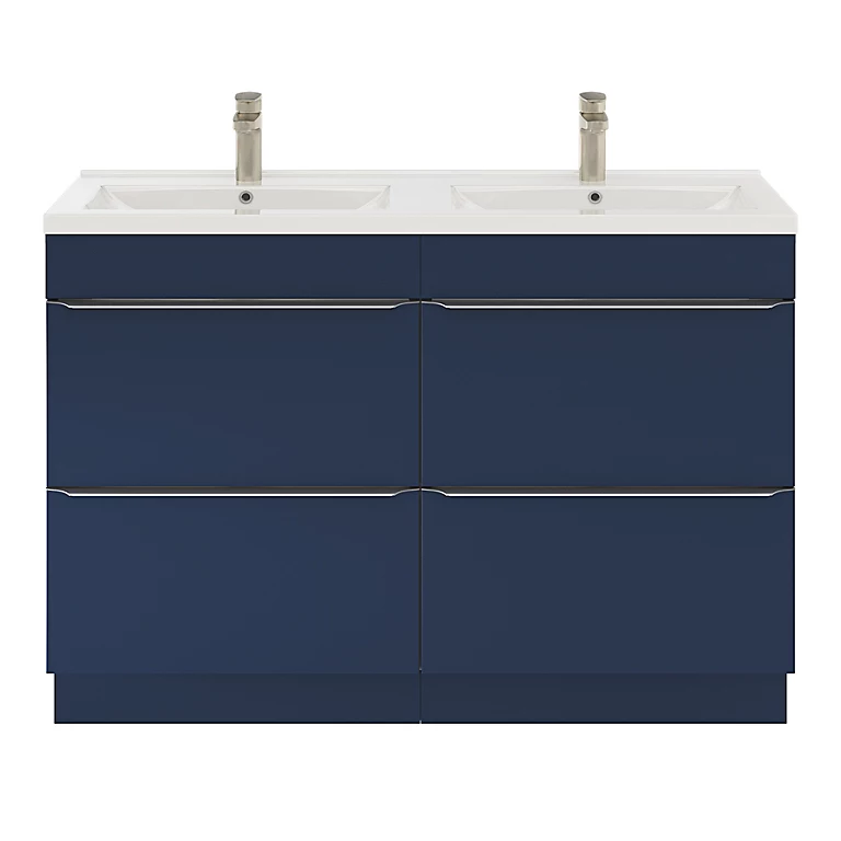 Castorama Ensemble Salle De Bains L.120 Cm Meuble à Poser Imandra Bleu Nuit Mat + Plan Double Vasque Céramique Blanc 3 Castorama Ensemble Salle De Bains L.120 Cm Meuble à Poser Imandra Bleu Nuit Mat + Plan Double Vasque Céramique Blanc