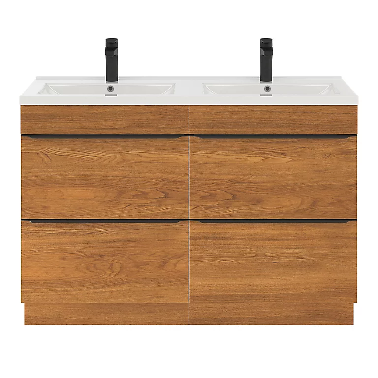 Castorama Ensemble Salle De Bains L.120 Cm Meuble à Poser Imandra Décor Noyer + Plan Double Vasque Céramique Blanc 3 Castorama Ensemble Salle De Bains L.120 Cm Meuble à Poser Imandra Décor Noyer + Plan Double Vasque Céramique Blanc