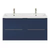 Castorama Ensemble Salle De Bains L.120 Cm Meuble à Suspendre Imandra Bleu Nuit Mat + Plan Vasque Résine Blanc