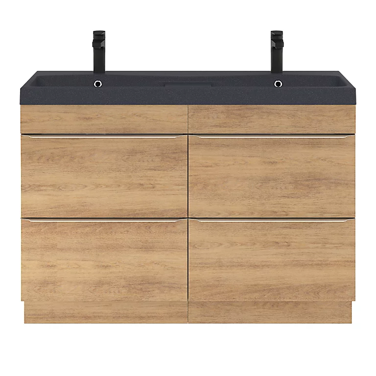 Castorama Ensemble Salle De Bains L.120 Cm Meuble à Suspendre Imandra Décor Chêne + Plan Vasque Résine Noir 3 Castorama Ensemble Salle De Bains L.120 Cm Meuble à Suspendre Imandra Décor Chêne + Plan Vasque Résine Noir