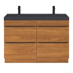 Castorama Ensemble Salle De Bains L.120 Cm Meuble à Suspendre Imandra Décor Chêne + Plan Vasque Résine Noir