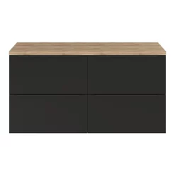 Castorama Ensemble Salle De Bains L.120 Cm Meuble à Suspendre Imandra Noir Mat + Plan De Toilette Décor Chêne