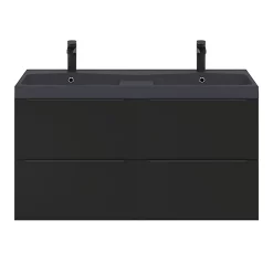 Castorama Ensemble Salle De Bains L.120 Cm Meuble à Suspendre Imandra Noir Mat + Plan Vasque Résine Noir