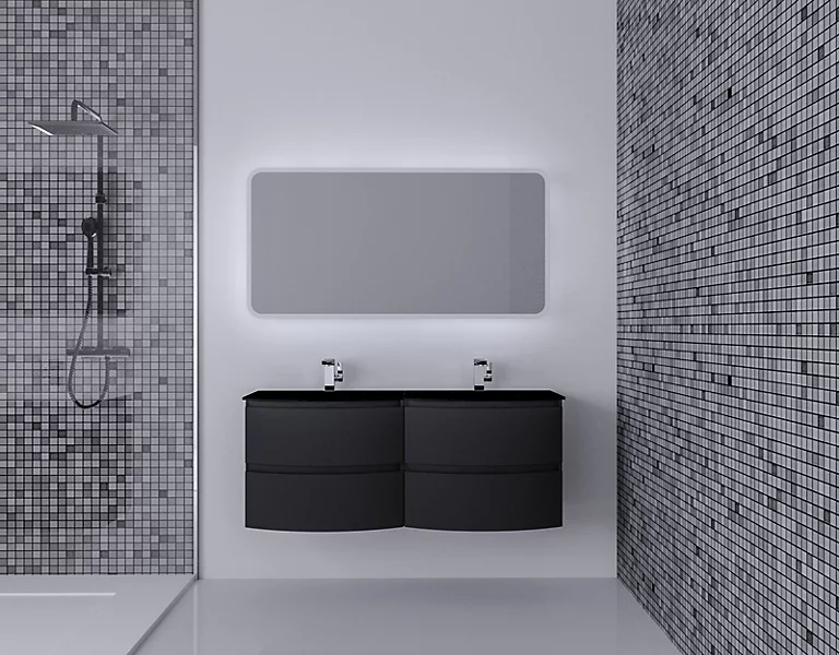 Castorama Ensemble Salle De Bains L.138 Cm Meuble Sous Vasque Graphite Mat + Plan Double Vasque Verre Noir Mat Vague 3 Castorama Ensemble Salle De Bains L.138 Cm Meuble Sous Vasque Graphite Mat + Plan Double Vasque Verre Noir Mat Vague