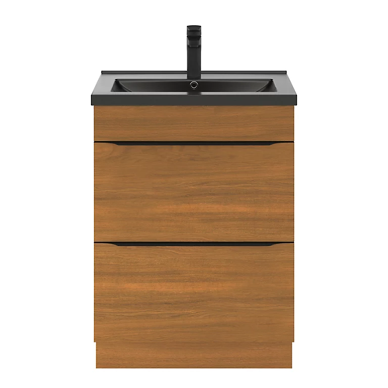 Castorama Ensemble Salle De Bains L.60 Cm Meuble à Poser Imandra Décor Noyer + Plan Vasque Porcelaine Noir 3 Castorama Ensemble Salle De Bains L.60 Cm Meuble à Poser Imandra Décor Noyer + Plan Vasque Porcelaine Noir