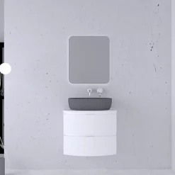 Castorama Ensemble Salle De Bains L.70 Cm Meuble Sous Vasque + Plan De Toilette Blanc Brillant Vague