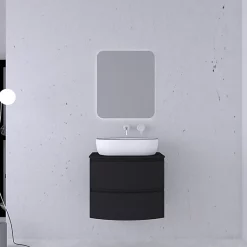 Castorama Ensemble Salle De Bains L.70 Cm Meuble Sous Vasque + Plan De Toilette Graphite Mat Vague