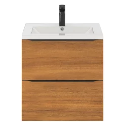 Castorama Ensemble Salle De Bains L.80 Cm Meuble à Suspendre Faible Profondeur Imandra Gris Taupe Brillant + Plan Vasque Porcelaine Blanc