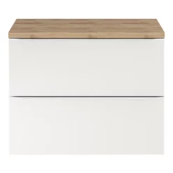 Castorama Ensemble Salle De Bains L.80 Cm Meuble à Suspendre Imandra Blanc Brillant + Plan De Toilette Décor Chêne