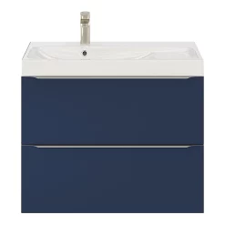 Castorama Ensemble Salle De Bains L.80 Cm Meuble à Suspendre Imandra Bleu Nuit Mat + Plan Vasque Résine Blanc