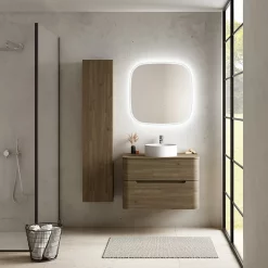 Castorama Ensemble Salle De Bains L. 84 Cm Meuble Sous Vasque + Plan De Toilette Décor Noyer Alba