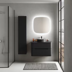 Castorama Ensemble Salle De Bains L. 84 Cm Meuble Sous Vasque + Plan De Toilette Noir Mat Alba