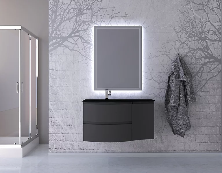 Castorama Ensemble Vague L.104 Cm Meuble Sous Vasque à Suspendre Graphite Mat + Complément Droit + Plan Vasque Verre Noir Mat 3 Castorama Ensemble Vague L.104 Cm Meuble Sous Vasque à Suspendre Graphite Mat + Complément Droit + Plan Vasque Verre Noir Mat