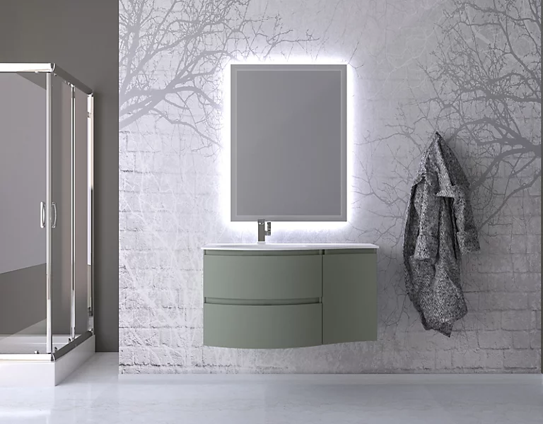 Castorama Ensemble Vague L.104 Cm Meuble Sous Vasque à Suspendre Kaki Mat + Complément Droit + Plan Vasque Résine Blanc 3 Castorama Ensemble Vague L.104 Cm Meuble Sous Vasque à Suspendre Kaki Mat + Complément Droit + Plan Vasque Résine Blanc