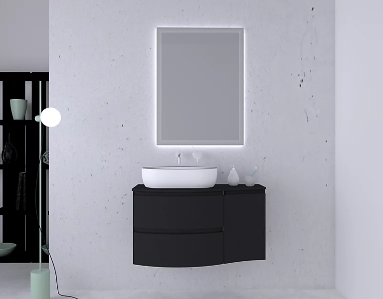 Castorama Ensemble Vague L.104 Cm Meuble Sous Vasque Noir Mat à Suspendre + Plan De Toilette + Complément Droit 3 Castorama Ensemble Vague L.104 Cm Meuble Sous Vasque Noir Mat à Suspendre + Plan De Toilette + Complément Droit
