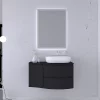 Castorama Ensemble Vague L.104 Cm Meuble Sous Vasque Noir Mat à Suspendre + Plan De Toilette + Complément Gauche