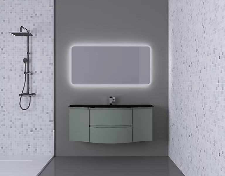 Castorama Ensemble Vague L.138 Cm Meuble Sous Vasque à Suspendre Kaki Mat + Plan Vasque Central Verre Noir Mat 3 Castorama Ensemble Vague L.138 Cm Meuble Sous Vasque à Suspendre Kaki Mat + Plan Vasque Central Verre Noir Mat