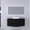 Castorama Ensemble Vague L.138 Cm Meuble Sous Vasque à Suspendre Noir Mat + Plan De Toilette Central