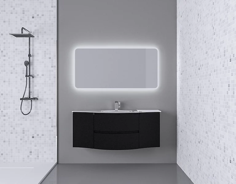 Castorama Ensemble Vague L.138 Cm Meuble Sous Vasque à Suspendre Noir Mat + Plan Vasque Central Verre Blanc 3 Castorama Ensemble Vague L.138 Cm Meuble Sous Vasque à Suspendre Noir Mat + Plan Vasque Central Verre Blanc