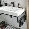 Castorama Équerre Porte-serviettes Pour Vasque GoodHome Duala Métal Noir 80 Cm + Plan Vasque Blanc GoodHome Mila 80 Cm