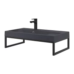 Castorama Équerre Porte-serviettes Pour Vasque GoodHome Duala Métal Noir 80 Cm + Plan Vasque Noir GoodHome Mila 80 Cm