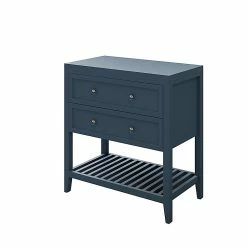 Castorama Meuble Sous Vasque à Poser 2 Tiroirs GoodHome Perma Bleu 80 Cm + Plan De Toilette