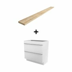 Castorama Meuble Sous Vasque à Poser GoodHome Imandra Blanc 80 Cm + Plan De Toilette Hartland 183 Cm (à Redécouper)
