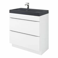 Castorama Meuble Sous Vasque à Poser GoodHome Imandra Blanc 80 Cm + Plan Vasque Noir GoodHome Mila 80 Cm