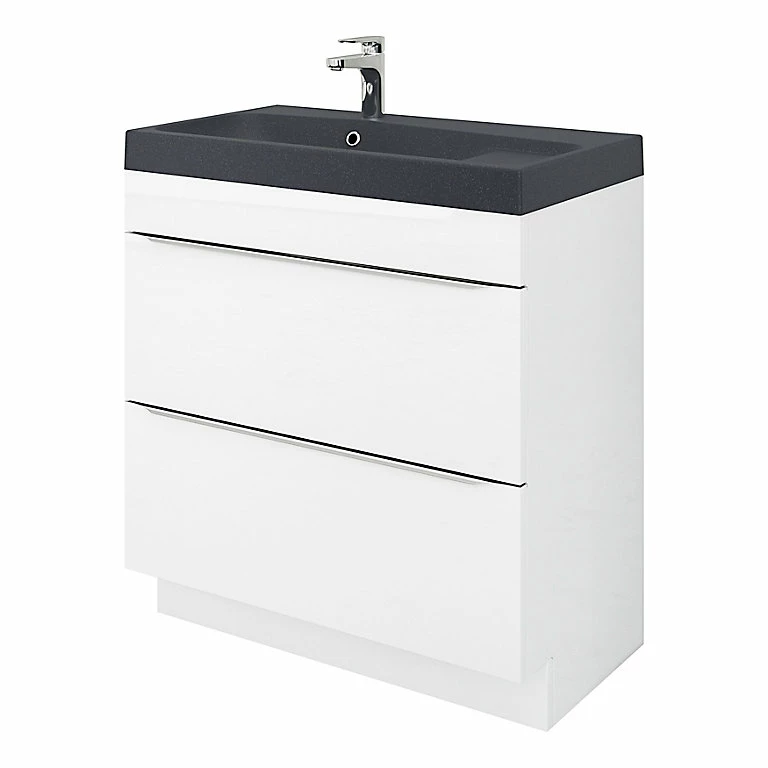 Castorama Meuble Sous Vasque à Poser GoodHome Imandra Blanc 80 Cm + Plan Vasque Noir GoodHome Mila 80 Cm 3 Castorama Meuble Sous Vasque à Poser GoodHome Imandra Blanc 80 Cm + Plan Vasque Noir GoodHome Mila 80 Cm