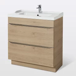 Castorama Meuble Sous Vasque à Poser GoodHome Imandra Bois Chêne 80 Cm + Plan Vasque Lana