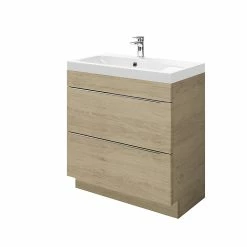 Castorama Meuble Sous Vasque à Poser GoodHome Imandra Bois Chêne 80 Cm + Plan Vasque Mila