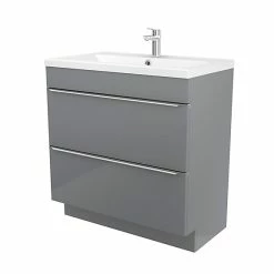 Castorama Meuble Sous Vasque à Poser GoodHome Imandra Gris 80 Cm + Plan Vasque Nira