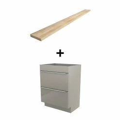 Castorama Meuble Sous Vasque à Poser GoodHome Imandra Taupe 60 Cm + Plan De Toilette Hartland 183 Cm (à Redécouper)