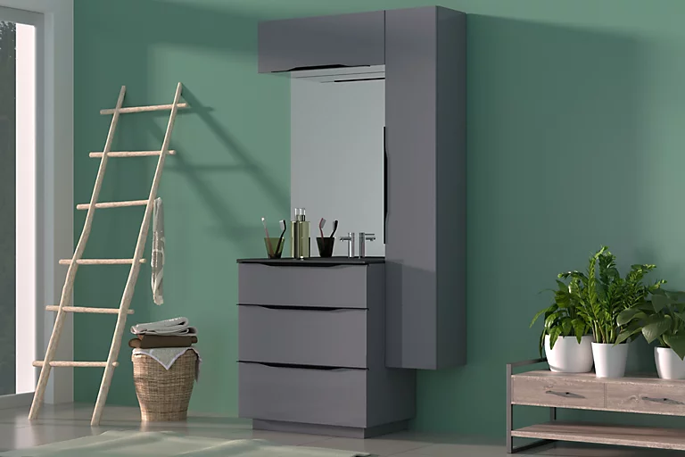 Castorama Meuble Sous Vasque à Poser Pamili Gris Anthracite Brillant 80 Cm + Plan Vasque En Résine Noir 3 Castorama Meuble Sous Vasque à Poser Pamili Gris Anthracite Brillant 80 Cm + Plan Vasque En Résine Noir