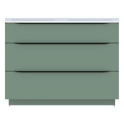 Castorama Meuble Sous Vasque à Poser Pamili Vert Sauge Mat 120 Cm + Plan Double Vasque En Résine Blanc