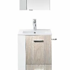 Castorama Meuble Sous Vasque à Poser Waneta Aspect Bois 43 Cm + Plan Vasque En Céramique Blanche