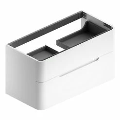 Castorama Meuble Sous Vasque à Suspendre Alba Blanc Mat Version Centre L. 104 X H. 55 X P. 50,5 Cm